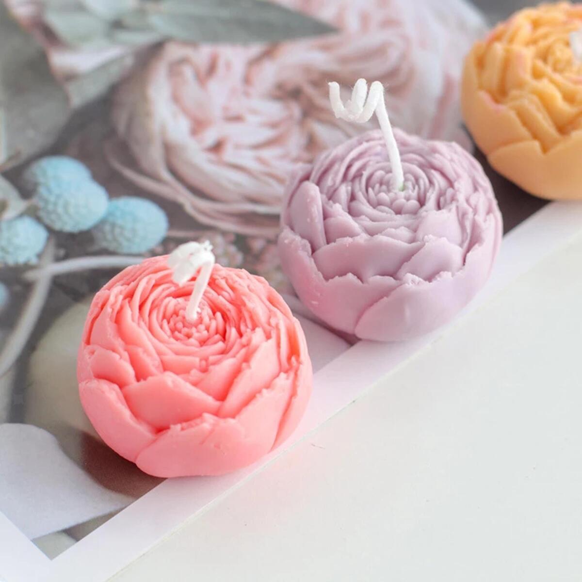 Flower Candle Mold Soap Making Mould DIY Chocolate Handmade for Christmas