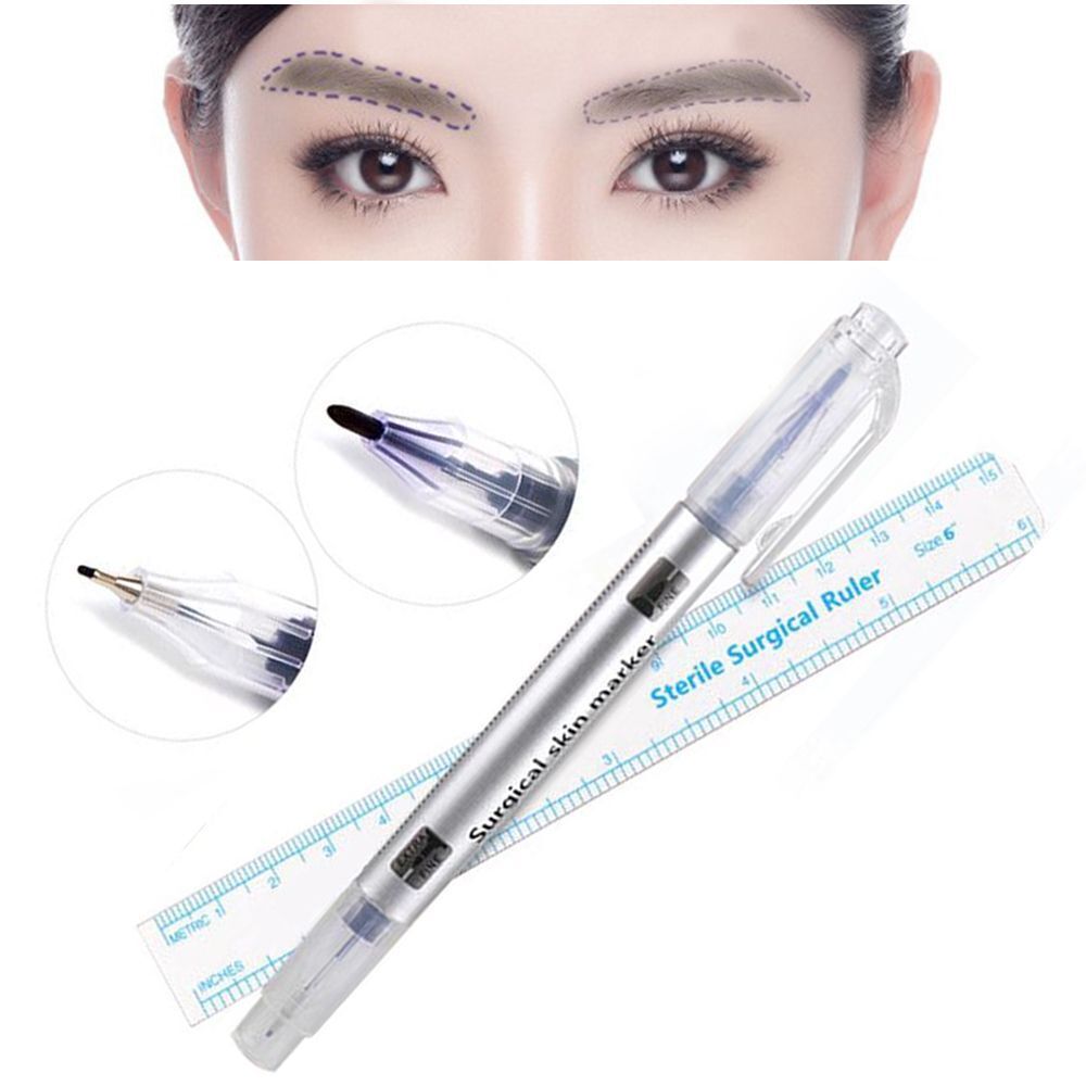 Skin Body Art Measuring Tattoo Eyebrow Marker Pen Microblading Measure Ruler