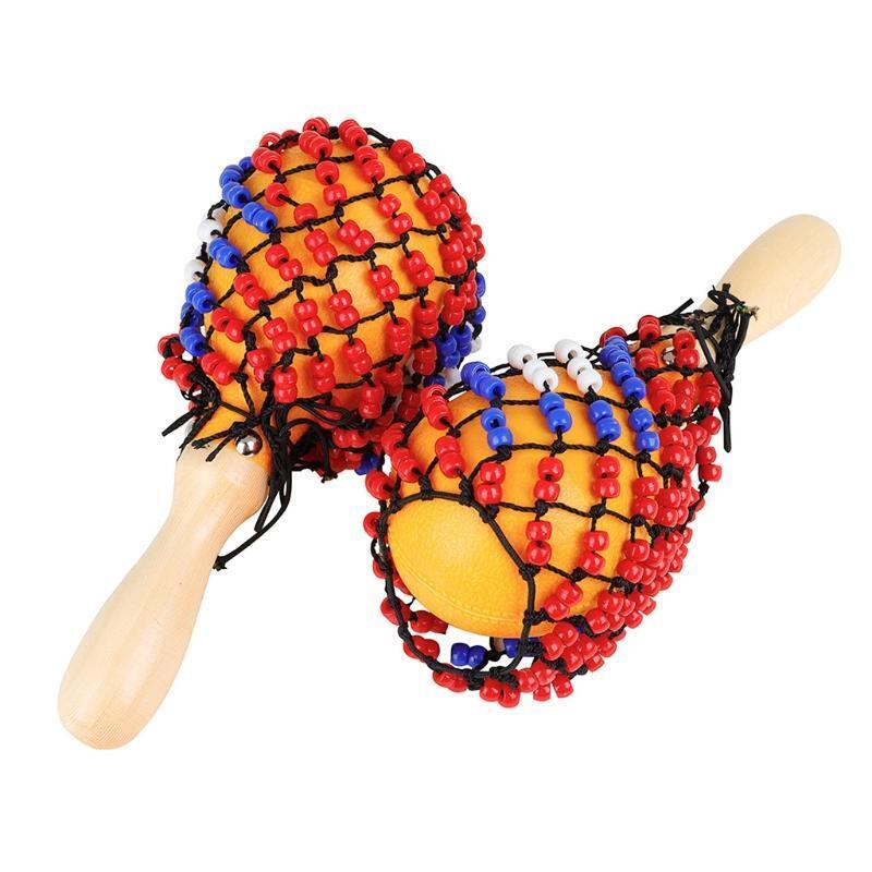 Beads Net Wooden Sand Hammer Hand Tambourine Percussion Educational Instrument