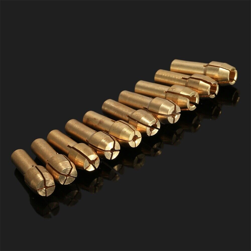 10pcs Brass Collet Chuck Nut Kit Grinder Rotary Tool Metalworking 0.5mm-3.2mm