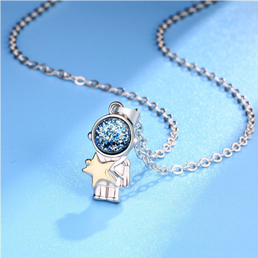 and Moon Astronaut Couple Clavicle Necklace Astronaut Pendant Couple Necklace