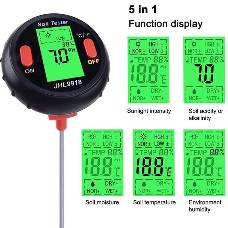 Indoor Outdoor Digital Plant WaterTest Meter Soil Testing Sunshine/Temp/PH Test