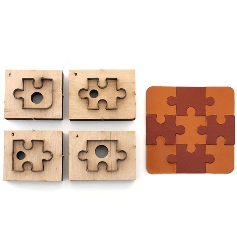 4Pcs Puzzle Wooden Die Cutting Leather Mold Puzzle Cutting Mold Leather Crafts