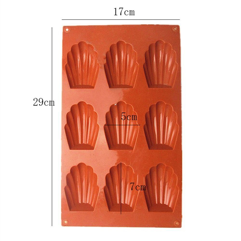2PCS Mini Biscuit Cookie Brick Red Cake Mold 9 Cavity Shell Shape Madeleine Pan