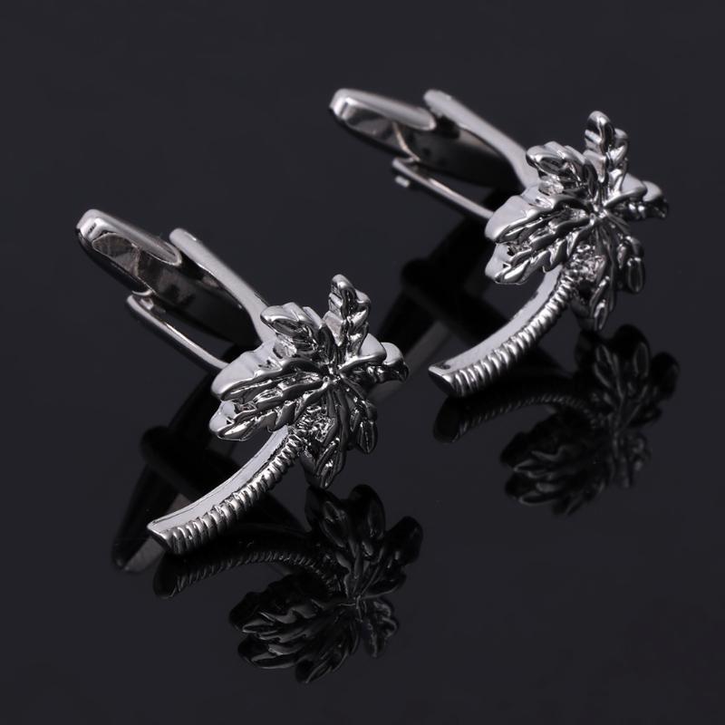 Novelty Coconut Tree Men Jewelry Wedding Party Business Shirt Cufflinks Cuff