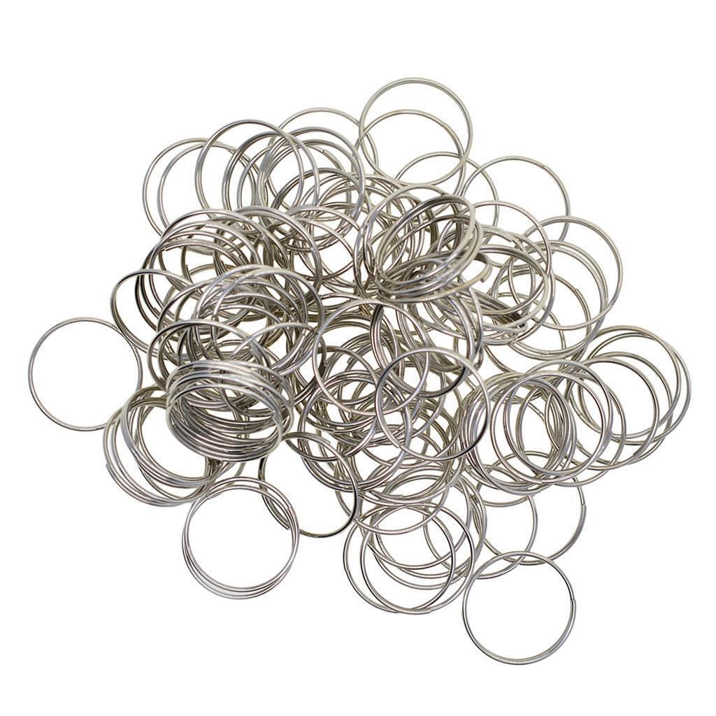 100Pcs Iron Keyring Keychain Split Ring Key Ring Chain Hook Hardware 20mm
