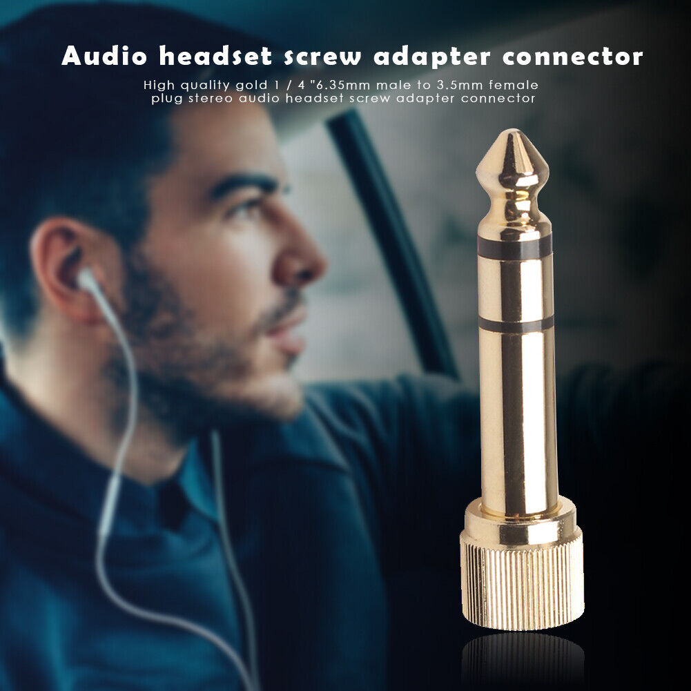 6.35mm Male to 3.5mm Female Plug Connector with 3.5mm Screw Jack Adapter
