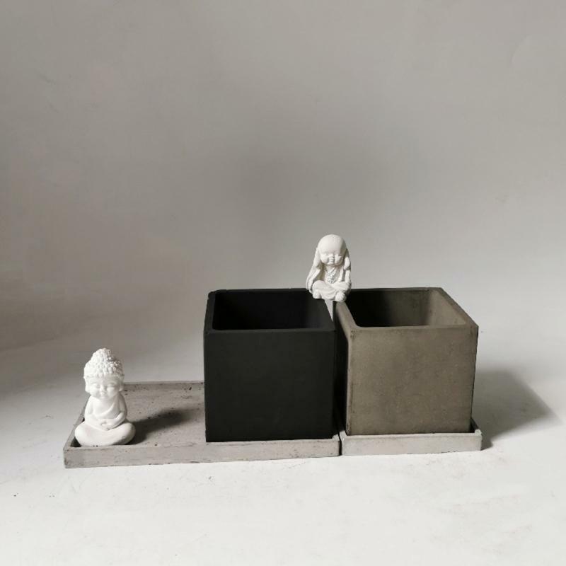 4 inch Sqaure Concrete Flower Pot Silicone Mold Succulent Planter Silicone Mold
