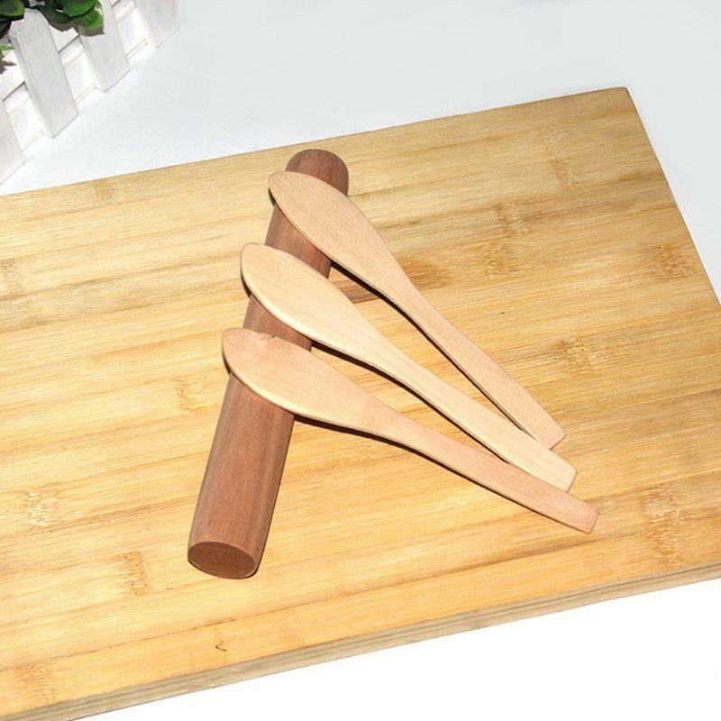 3 Pcs Natural Wooden Rolling Pin with Spoon Essential Utensil Baking Equipment