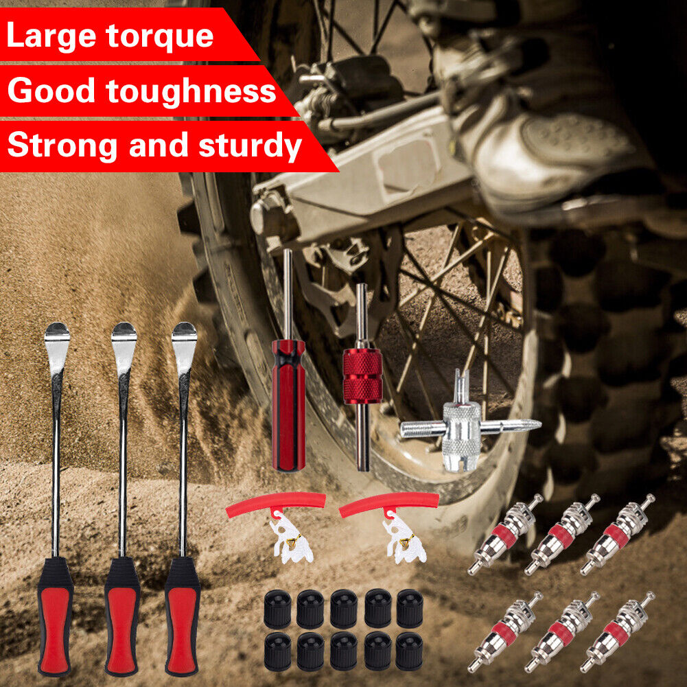 24pcs/set Car Tire Levers Red Rim Protectors Valve Cores Tools Caps Kit
