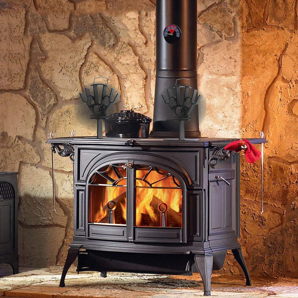 4-Blade Automatic Heat Powered Stove Fan Energy-Saving Wood Fireplace Fans
