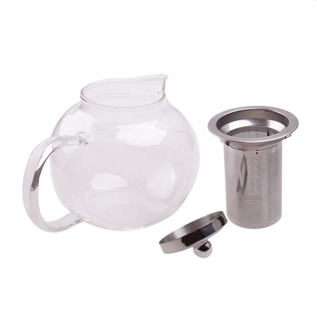 Housewares Clear Glass Teapot & Stainless steel Filter 1.3L Water Coffee Teapot