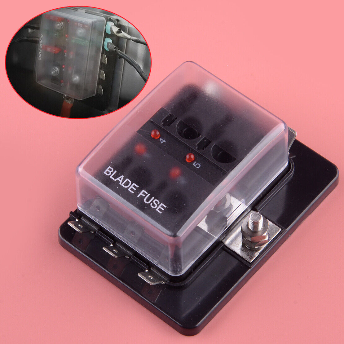 10-32V 6 Way Blade Fuse Box Block Holder with LED Warning Light For Car Marine