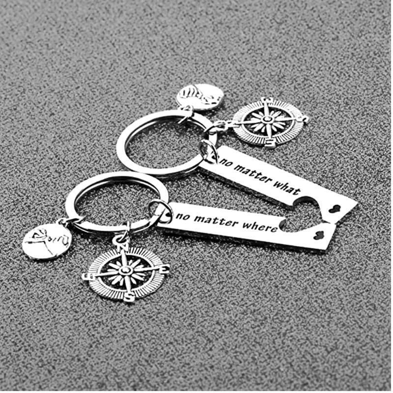 2 Pcs Long Distance Keychain Friendship Gifts for Sister Brother Best Friends