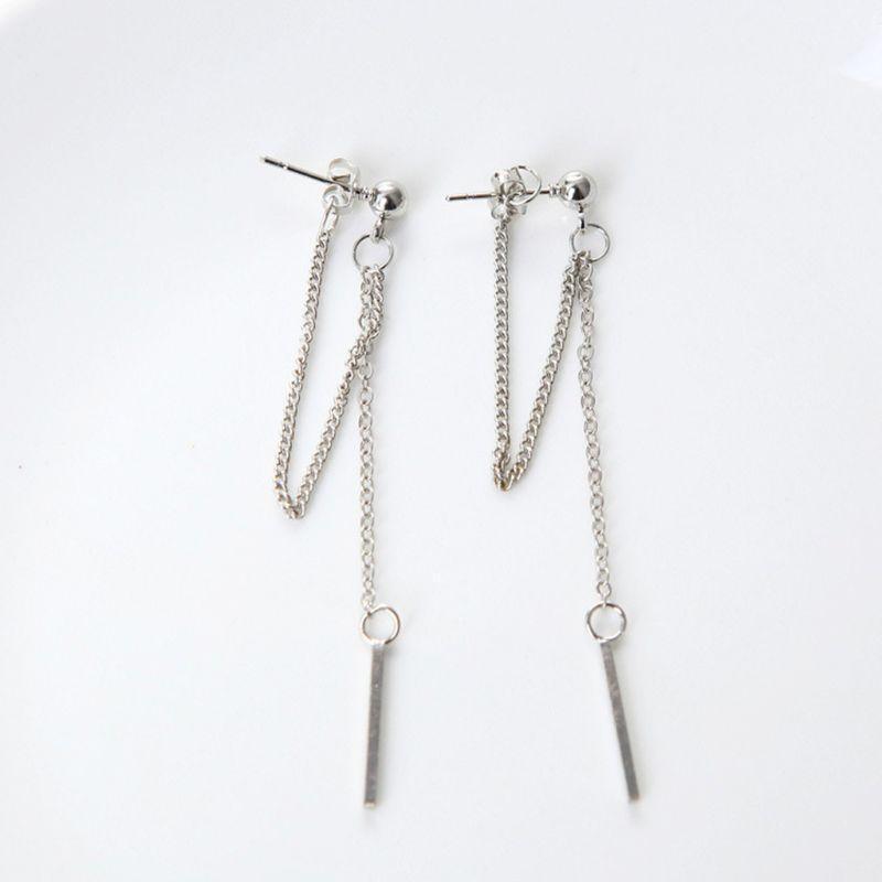 Kpop Korean Drop Earrings Double Tassel Chain Bar Dangle Earrings Fashion Gift