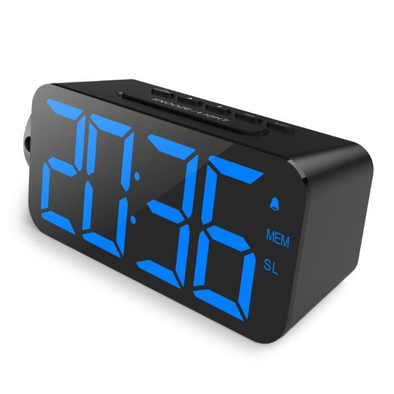 Alarm Clock Projection on Ceiling w/ Large 7 LED Display & Dimmer 180°Projector