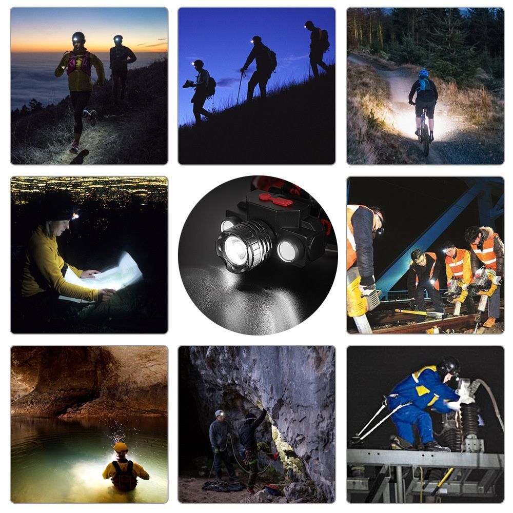 USB Rechargeable Fishing Head Torch Fishing Light Headlight LED Headlamp
