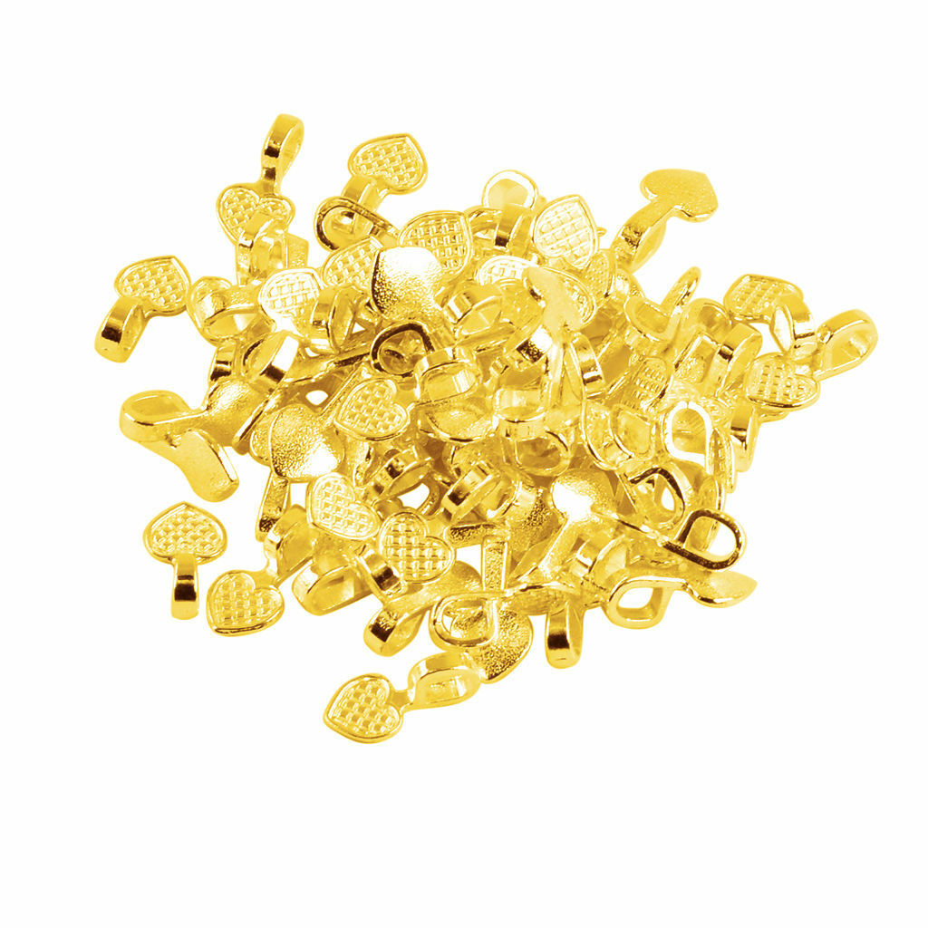 100PCs  Heart Glue on Bails 8mm Pendant Cabochon Jewellery Findings