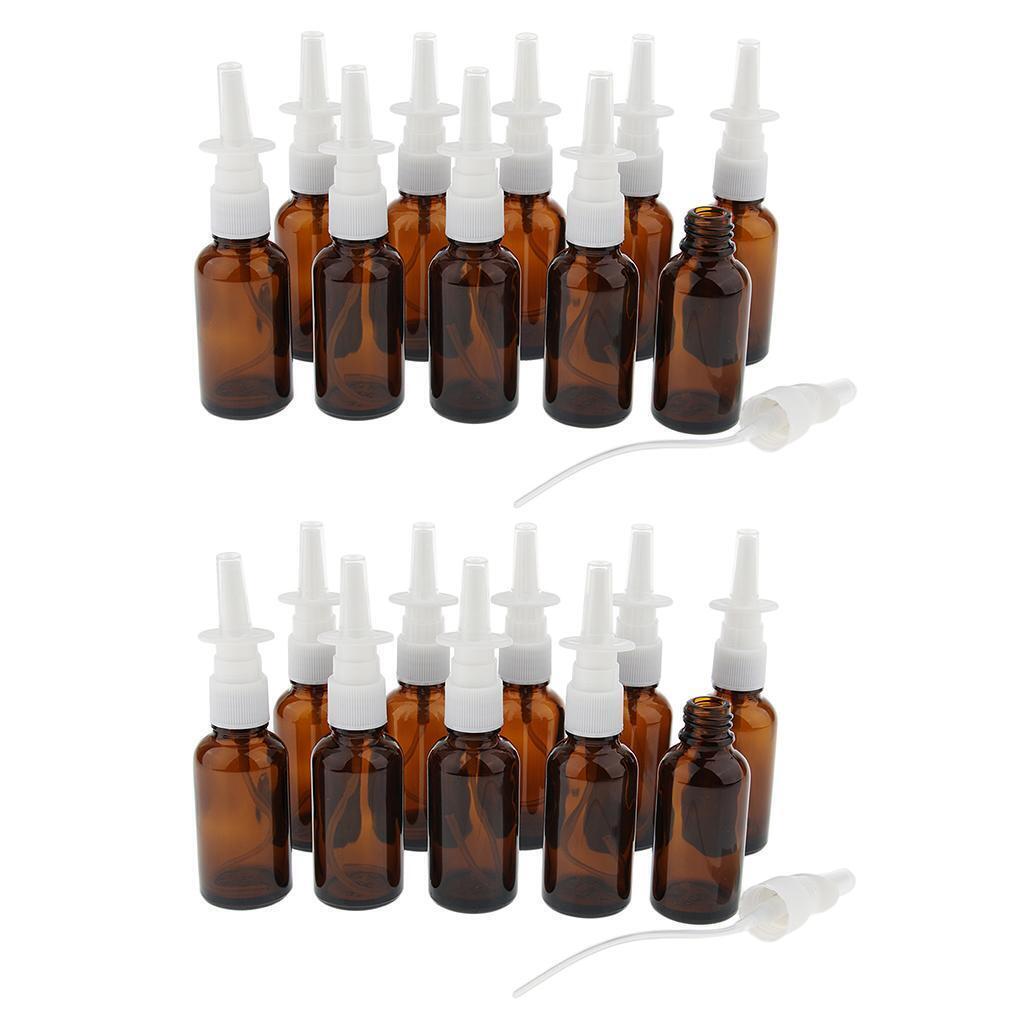 20 Pieces 30ml Empty Glass Nasal Spray Bottle Fine Mist Vials Sprayer Brown