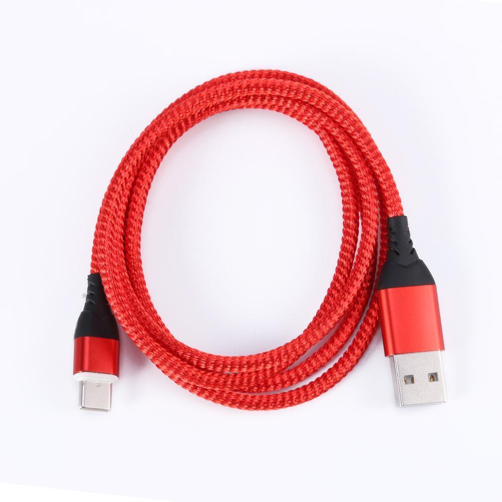 Magnetic Type-C Nylon Braided 1m 5V 3A Charging Data Cable w/Light (Red)
