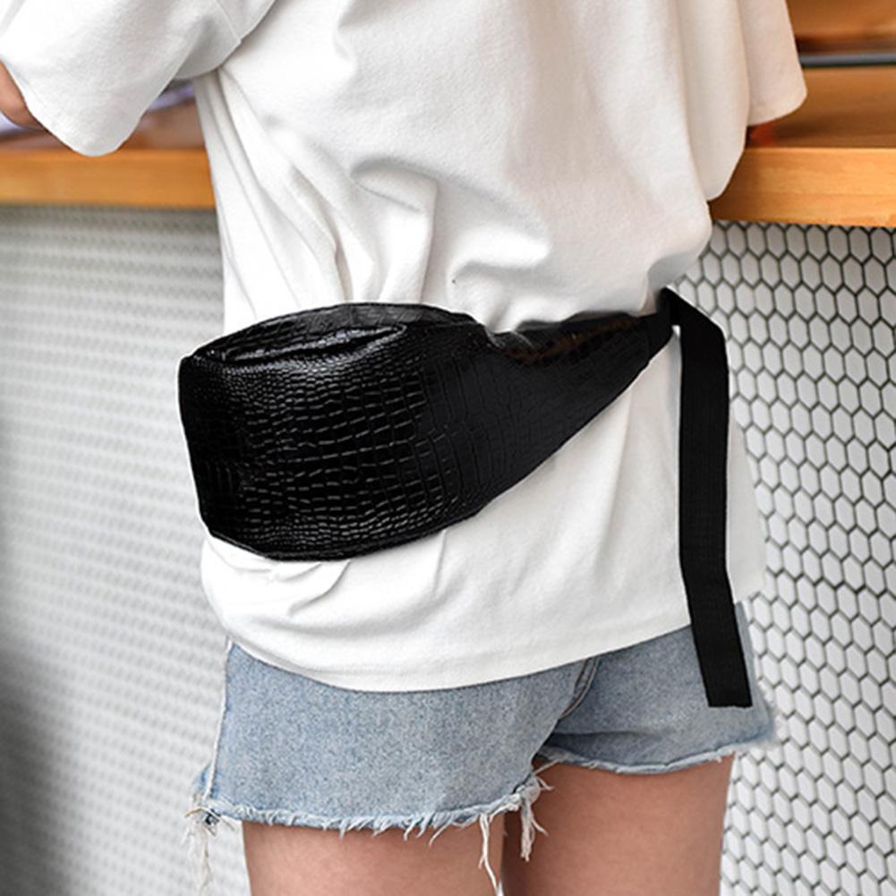 Women PU Leather Zipper Handbag Fanny Pack Shoulder Satchel Chest Bag/Black