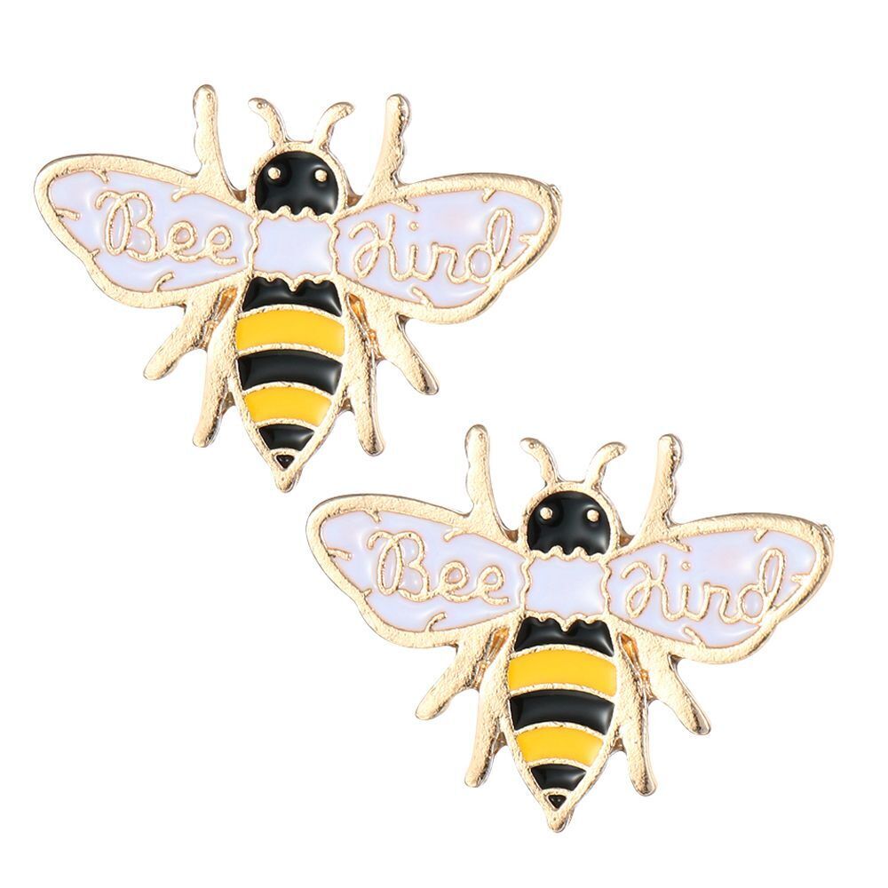 2 PCS Women Men Brooch Fashion Cute Cartoon Animal Badge Bee Honey Enamel Pins