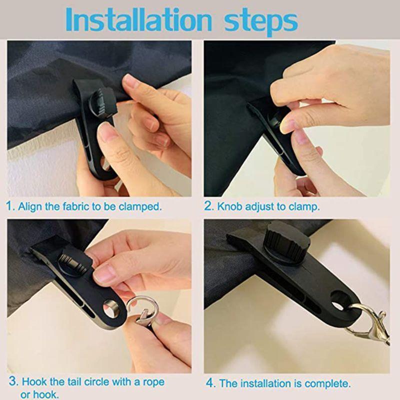 10pcs Tarp Clips, Heavy Duty Thumb Screw, Tarp Clamps Lock Grip Tent Clamps