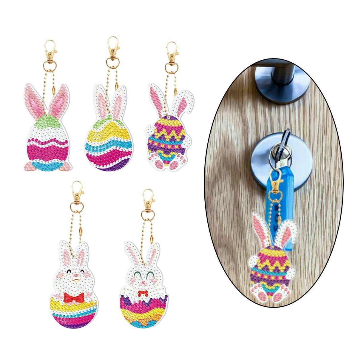 5Pcs 5D DIY  Keychain Easter for  Crystal Mosaic Making