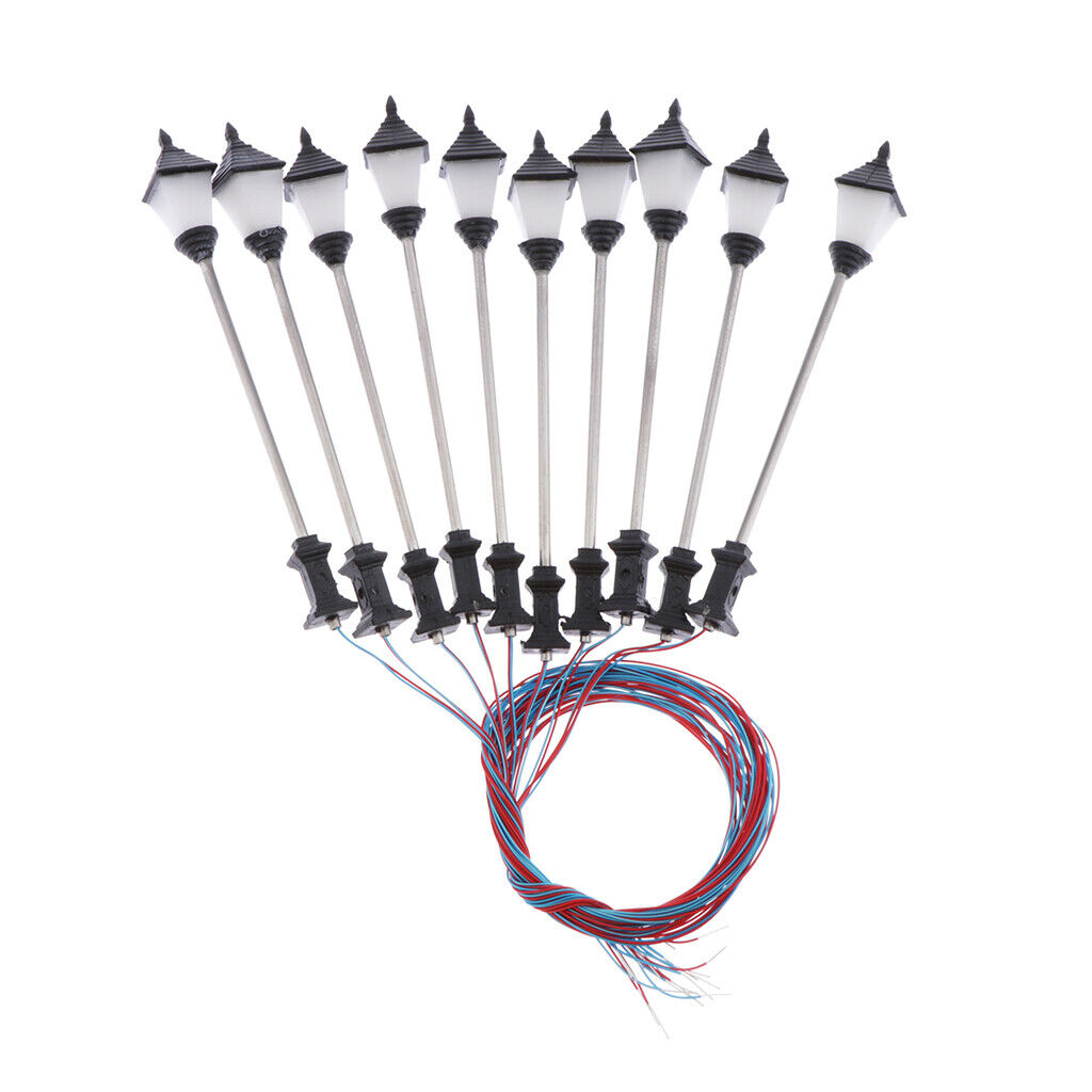 10Pcs Railway Led Lamppost   Lights 1:100 HO Scale 7cm 12V Layout