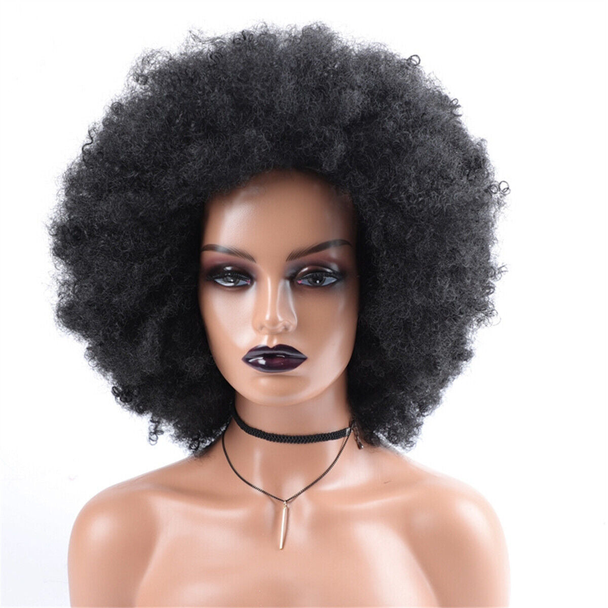 Black Short Afro Kinky Curly Wig Natural Synthetic Hair Wigs for Black Women