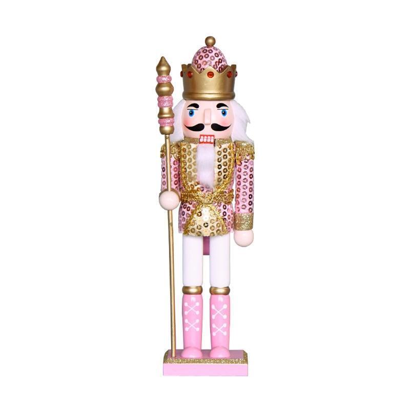 Christmas Wood Pink King Nutcracker Soldier Ornament 30cm Size Kids Gift