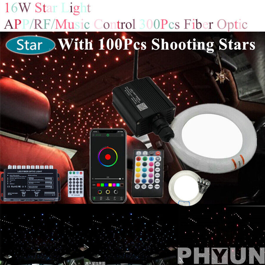 1set RGBW Bluetooth RF Sound Control Fiber Optic 300pcs Cables+50pcs Starry Set
