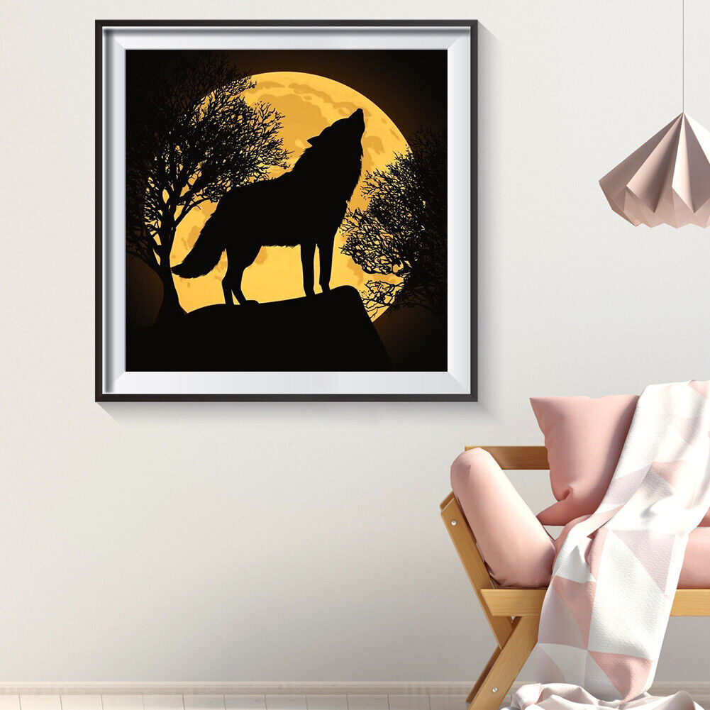 Moon Wolf Full Round Drill DIY Mosaic Diamond Painting Animal Wall Decor