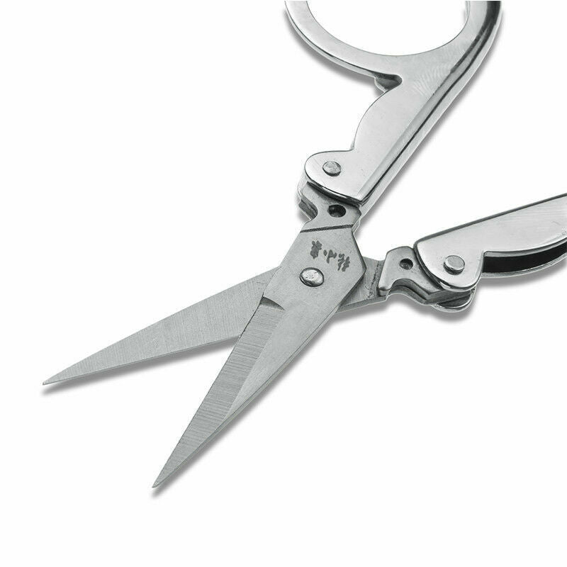 Handy Pair of Folding Scissors Stainles Steel Travel Pocket Foldable Multi User