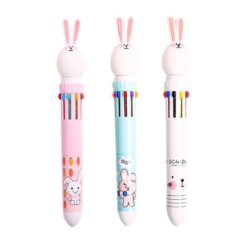 10 Color 0.5mm Cute Cartoon Rabbit Ballpoint Pen Press School  Office Supplies