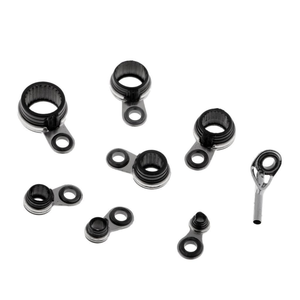 Prettyia 8pcs Fishing Rod Guides Eye Rings DIY Rod Building Ceramic Ring