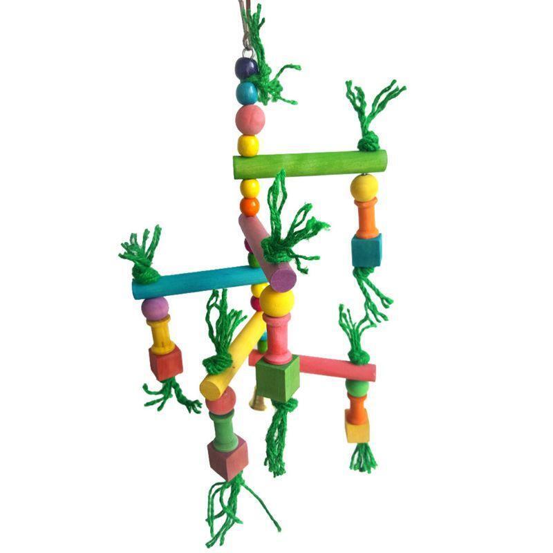 Bird Parrot Game Wooden Frame Climbing Hanging Ladder Swing Pet Grinding Perch