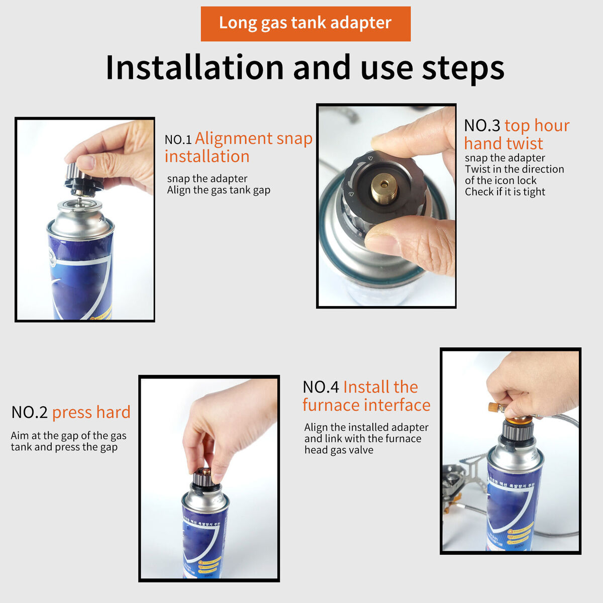 Black Camping Stove Adapter Gas Adapter Converter & Auto-Closer Function