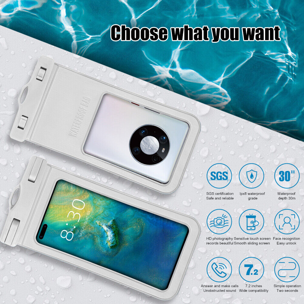 Waterproof Swimming Underwater Mobile Phone Protective Pouch Bag (White)