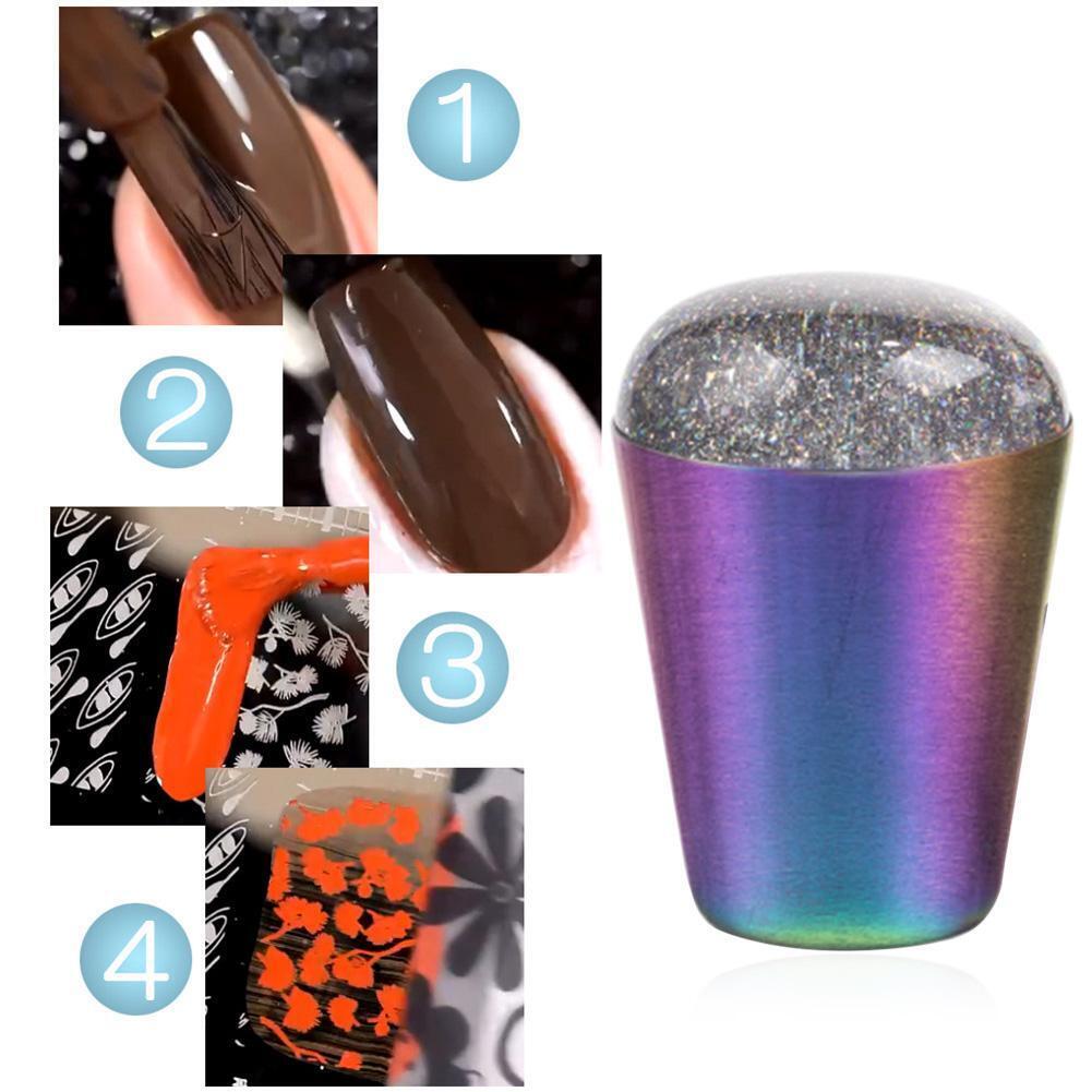 Colorful Transparent Silicone Seal Stamp with Cover DIY Nail Art Tools (03)