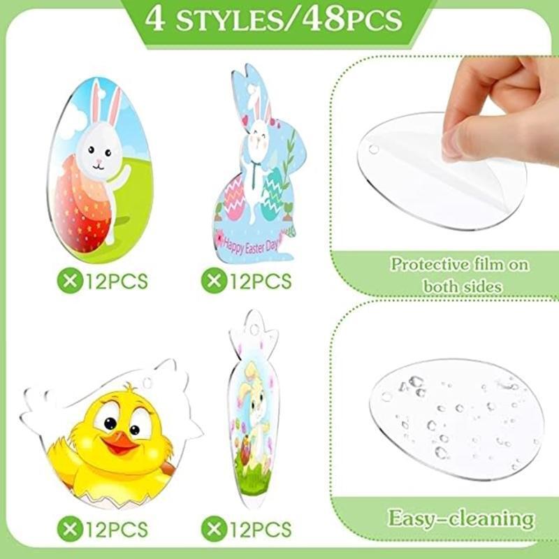 Acrylic Easter Ornament 48pcs/set Unfinished Blank Hanging Tree Ornaments