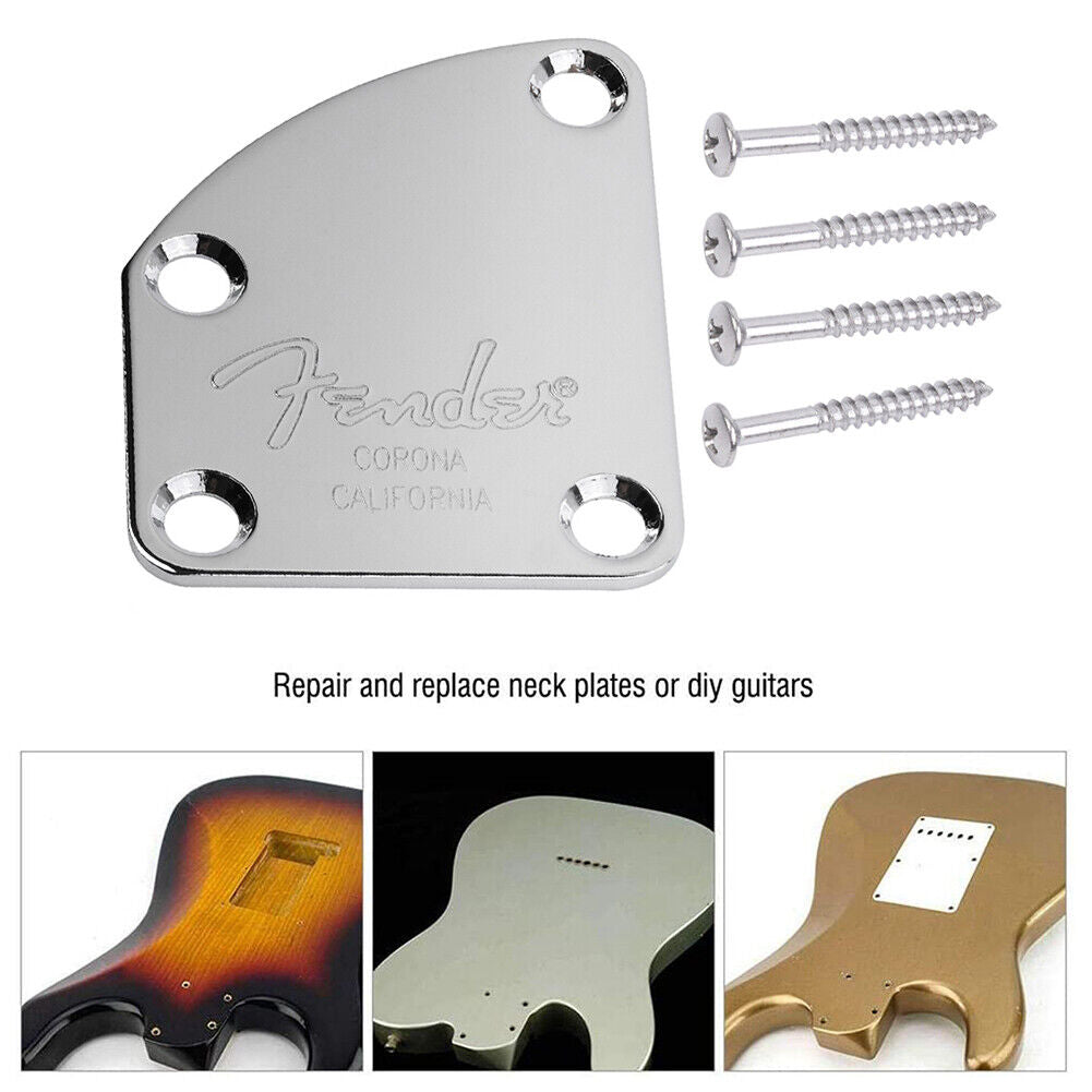 Electric Guitar Neck Joint Back Plate w/4 Screws for Bass Replacement Parts