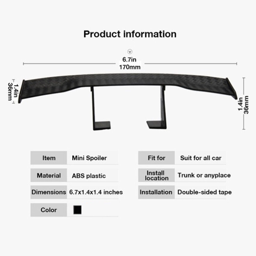 ABS Black Car Tail Decoration Rear Trunk Wing Carbon Fiber Mini Spoiler