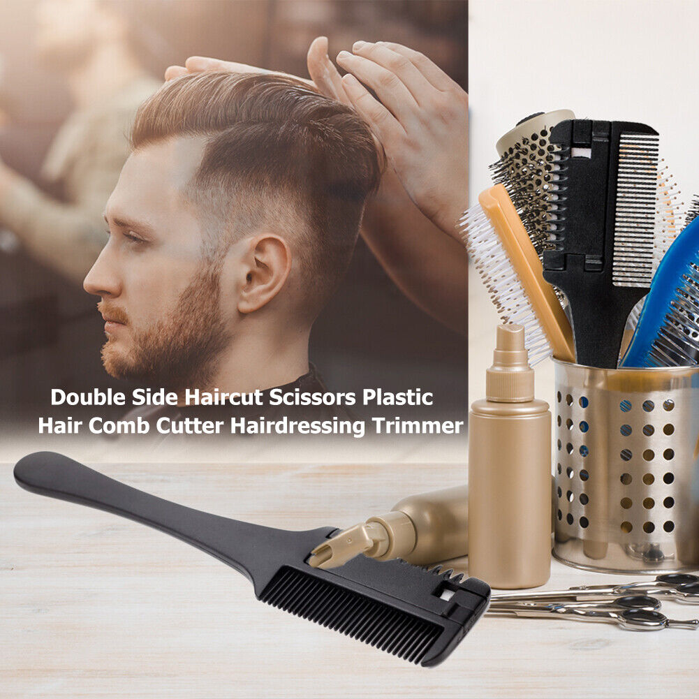 Double Side Haircut Scissors Plastic Hair Comb Cutter Hairdressing Trimmer