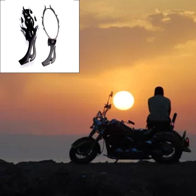 Motorcycle Flame Style Rearview Mirror Universal Motocross Rearview Mirrors