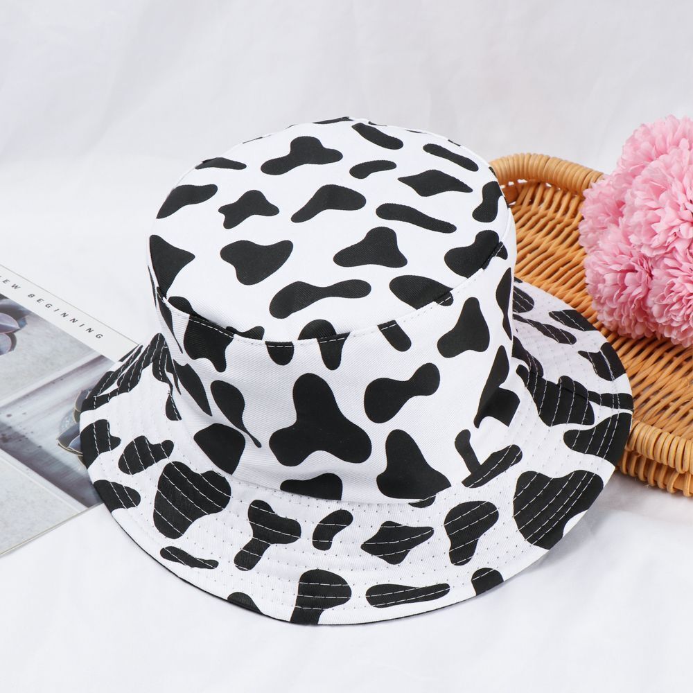 Sun Festival Cow Print Pattern Bucket Hat Summer Hats Fisherman's Caps Cotton