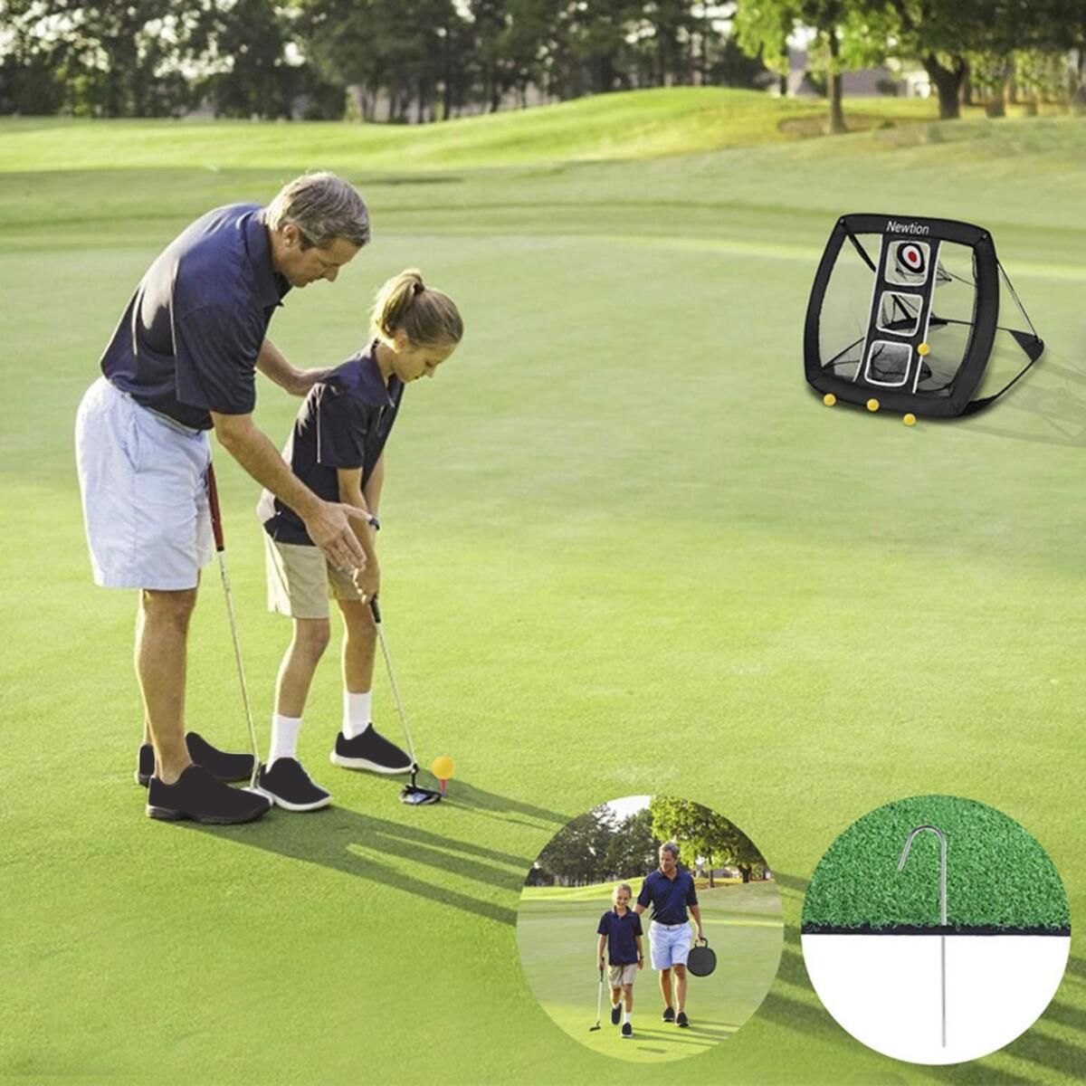 Golf Chipping Net Hitting Mat Swing Equipment Tee Holder