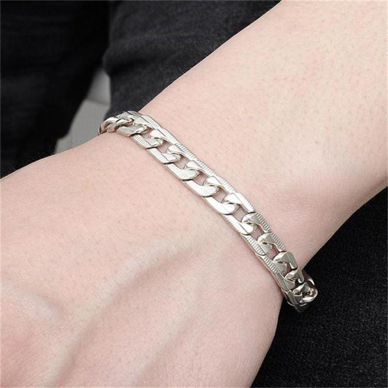 9mm Width Curb Chain Link Bracelet Stainless Steel Wristbands Bracelet Men Gifts
