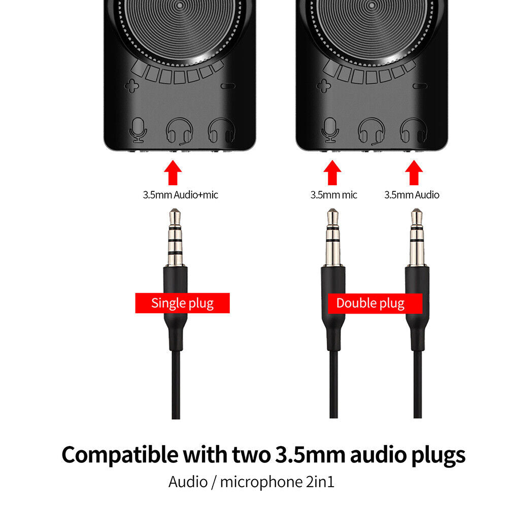 GS3 7.1 Channel Sound Card Adapter External USB Audio 3.5mm Headset for PC