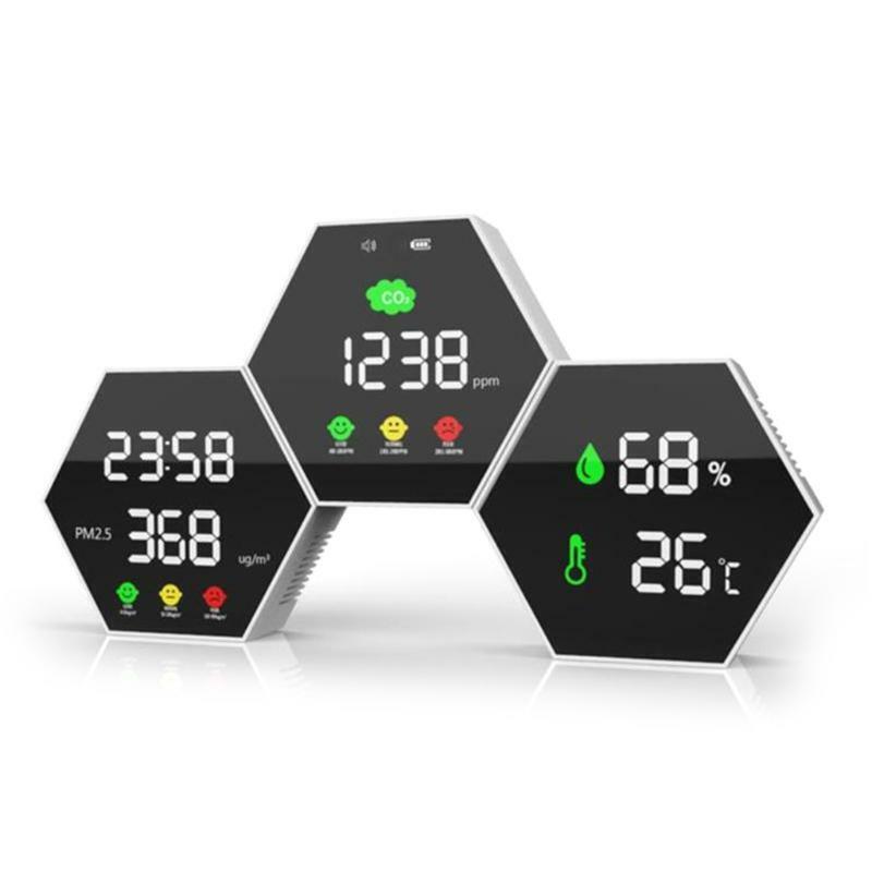 Air Quality Monitor Carbon Dioxide Detector PM2.5 Tester Thermometer Hygrometer